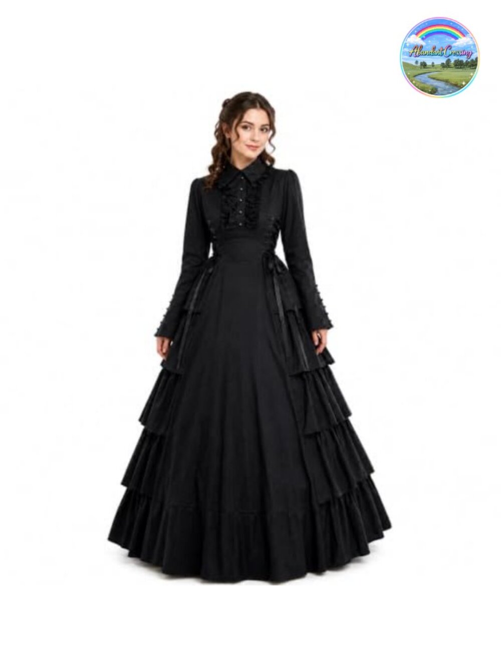 Victorian Gothic Ball Gown Medieval Cosplay Costume Dress Hoop Skirt